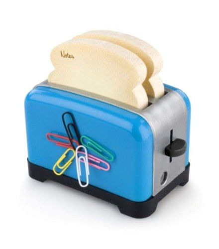 The Notester Blue - Toaster Design Sticky Notes &amp; Sharpener Desk Accessory