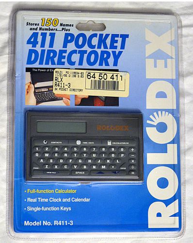 Rolodex 411 Pocket Directory 150 Names Numbers Model R411-3 w/Snap On Cover 1992