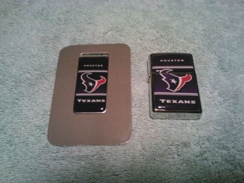 New Houston TEXANS Money Clip &amp; refillable flip ligther Great Gift DONT MISS OUT