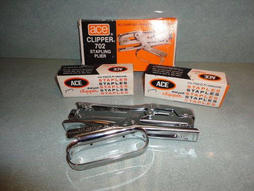 ACE CLIPPER 702 STAPLING PLIER WITH TWO BOXES OF STAPLES