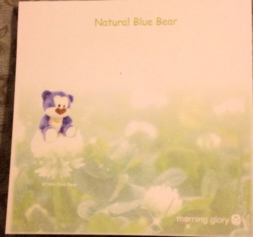 Morning Glory Blue Bear Sticky Note Pad Natural Blue Bear