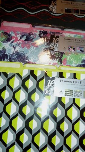 ie Fashion File Folders 6 count each pack 3/pack lot 9 designs -18 folders NEW