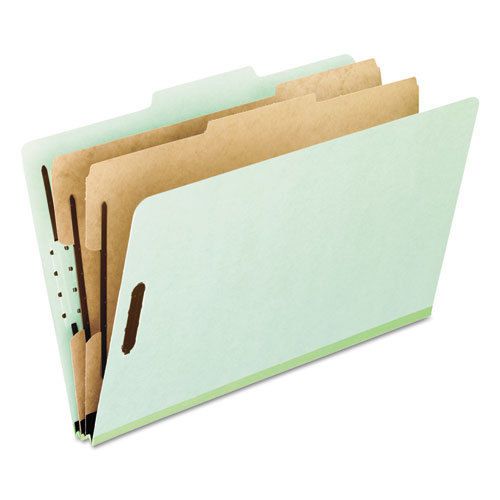 Pressboard Classification Folders, Letter, 1 divider/6-Section, Green, 10/Box