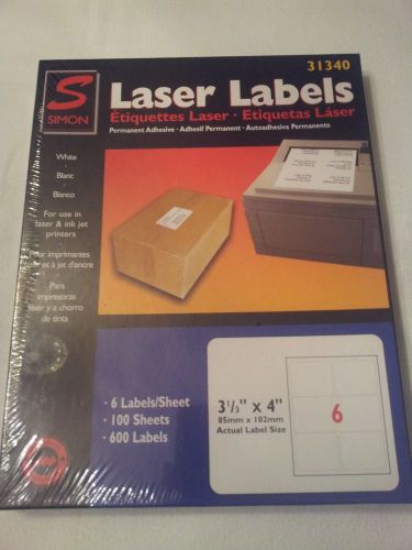 Simon 31340 Laser Labels  3 1/3&#034; x 4&#034; 600 labels