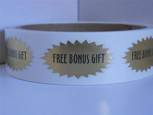 FREE BONUS GIFT oval starburst gold foil Stickers Labels 250/rl