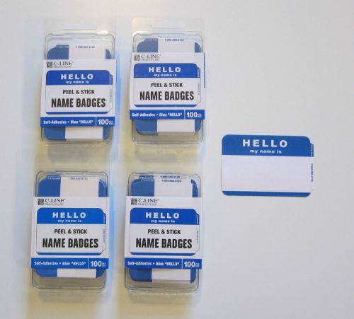 400 BLUE &#034;HELLO MY NAME IS&#034; NAME TAGS LABELS BADGES STICKERS PEEL STICK ADHESIVE