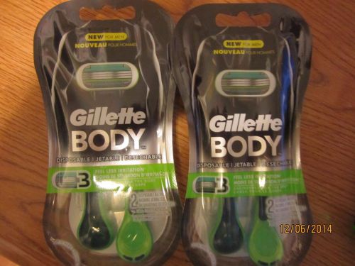 TWO packs of Men&#039;s Gillette Body Razors (Disposable) * 2 in each Pack  FREE SHIP