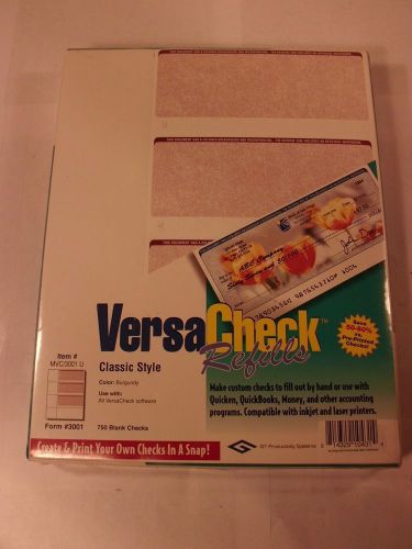 VersaCheck Refills 3001 Burgundy 750 Personal Checks for Inkjet &amp; Laser Printers