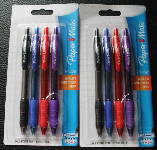8 Papermate Profile Assorted Ink Ball Point Retractable Pens (2 packs) 89473