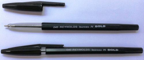 10 Ball Point Pens :: Black Ink:: 10 x Reynolds 040 Bureau N Bold BallPoint Pens