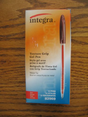 Integra 82969 Gel Pen, Texture Grip, 0.7mm Point, 1 Dozen, Red - Lot of 5