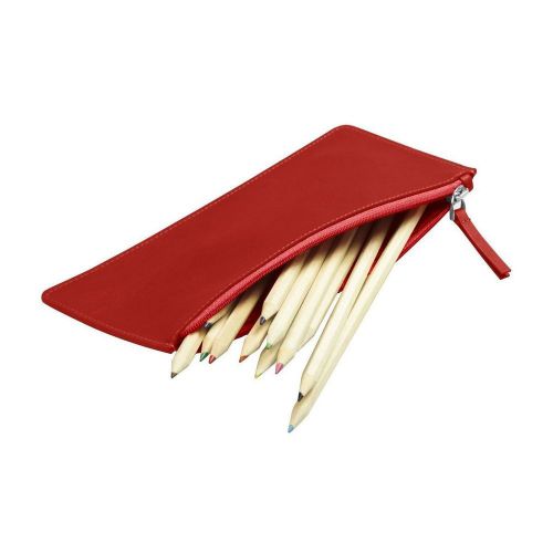 LUCRIN - Flat Pencil Holder - Smooth Cow Leather - Red