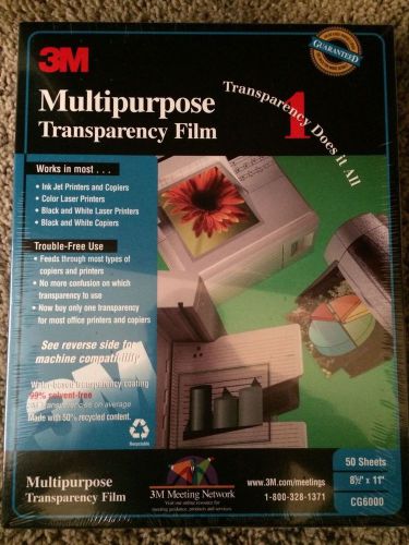 3-M Multipurpose Transparency Film NEW 50-Sheets CG6000