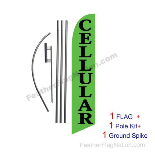 Green Cellular Feather Banner Swooper Flag Kit with pole+spike