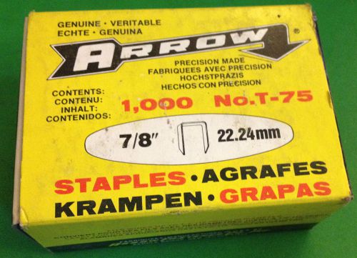 Box 1000 Arrow Staples 7/8&#034; T-75 T75 Electrical Cable Clamps Romex Wiring New