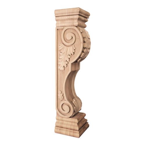 One Pair- Acanthus Wood Fireplace / Mantel Corbels-  8&#034; X 8&#034; X 36&#034; - # FCORB