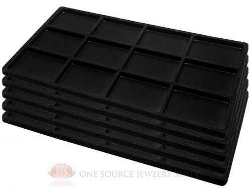 5 Black Insert Tray Liners W/ 12 Compartments Drawer Organizer Jewelry Displays