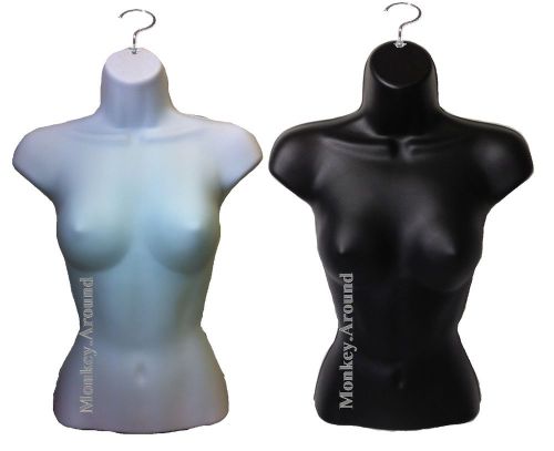 Set of 2 Female Mannequin Torso Body Dress Form Display Women Clothing Hanging