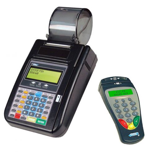 Hypercom T7Plus Credit Card Terminal &amp; S9-SC EMV Smart Card Reader Pin Pad