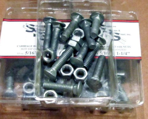 30 (3 boxes) Galvanized Carriage Bolt Hex w/Nut  5/16 x 1-1/4
