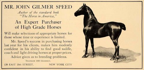1907 Ad John Gilmer Speed Horses Farm Saddle Breeding - ORIGINAL ADVERTISING CL4