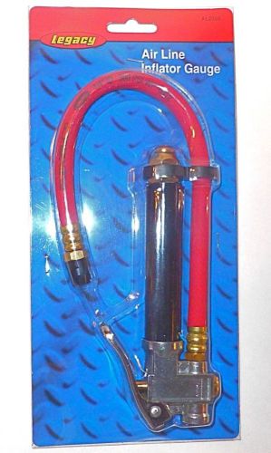 Legacy mfg air line inflator chuck gauge, 12&#034; hose, brass indicator bar for sale