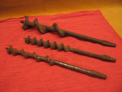 THREE (3) LARGE DRILL BITS - NEEDS CLEAN UP &amp; RUST REMOVAL - GOOD COND.