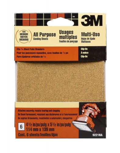 New (2) 3M 9221NA 4.5in by 5.5in Clip-On Palm Sander Sheets Medium grit