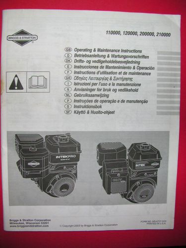 Briggs &amp; Stratton engine manual 110000 120000  200000 21000012 languages
