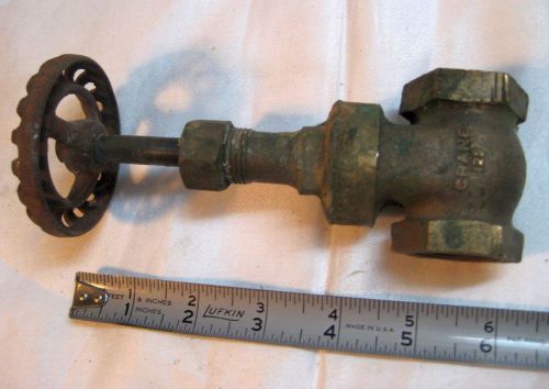Vintage crane 125 1&#034; brass cast iron gate valve antique industrial steampunk for sale