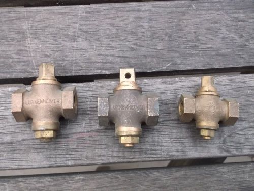 3 Vintage LUNKENHEIMER Brass Inline Shut Off Valves Gas Or STEAM ENGINE? 1/4&amp;1/8