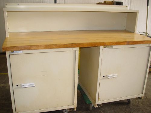 Stanley Vidmar Workbench 2 Cabinets Woodwelded Top Hutch Tooling Tool Work Bench