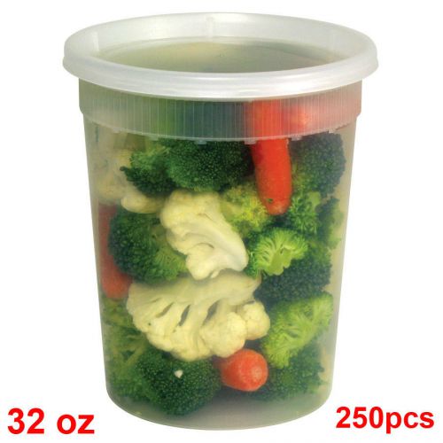 32 oz Clear Round Deli Container with Lid 250 containers and 250 matching lids