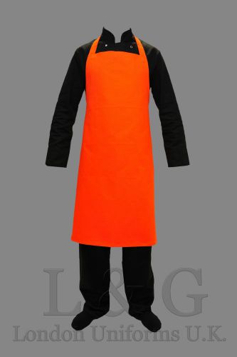 Professional Orange Chef bib apron 100% cotton L&amp;G London Uniforms