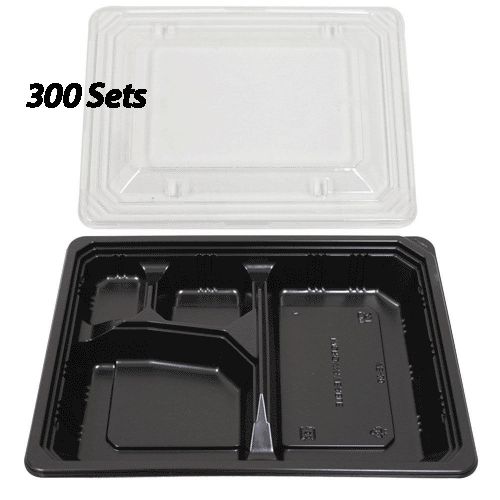Bento Boxes 9&#034; x 6.7&#034; x 1.7&#034; (300 Sets) Plastic Bento Box/Takeout/To Go