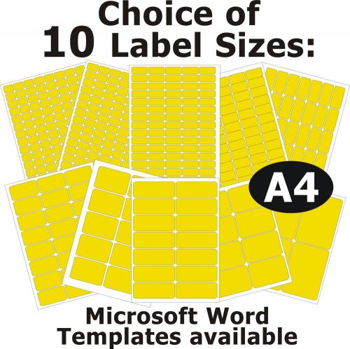 YELLOW Laser Copier Inkjet Printer Labels 5 A4 Sheets Self-Adhesive Stickers