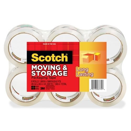 Moving &amp; storage tape, 1.88&#034; x 54.6yds, 3&#034; core, clear, 6 rolls/pack for sale