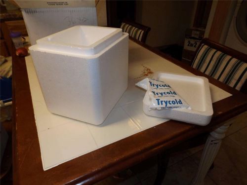PROPAK STYROFOAM INSULATED SHIPPING CONTAINER COOLER 9 X 11 X 12 W/ICE PACK EUC!