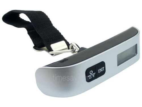 Silver 50kg x 10g Portable Hanging Digital Scale Weight Strap Thermometer Postal