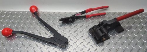 Mip-1200 steel strap tensioner tool + strap snips &amp; crimping tool 5/8&#034; capacity for sale
