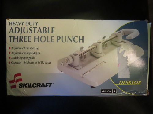 SkilCraft Heavy Duty Adjustable Three Hole Punch