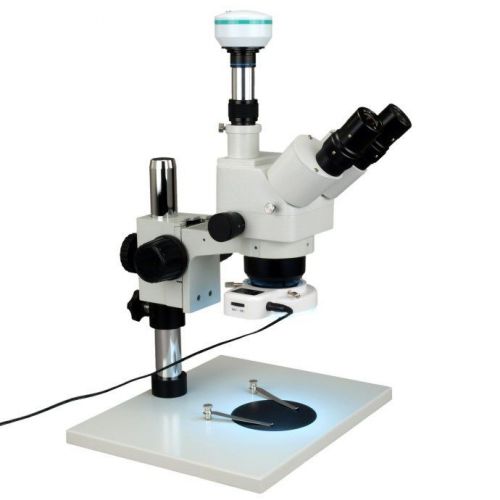 Trinocular zoom stereo microscope 5x-80x+large table+54 led light+2mp usb camera for sale