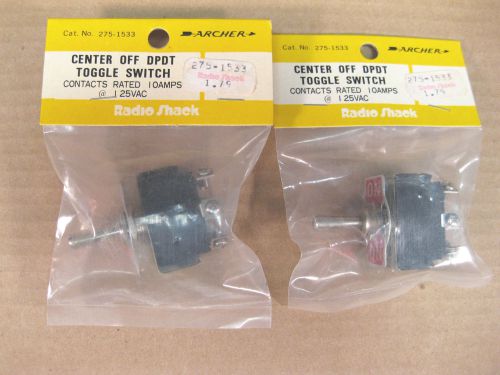 2 - Radio Shack DPDT 10A 125VAC Heavy-Duty Center-Off Toggle Switch 275-1533