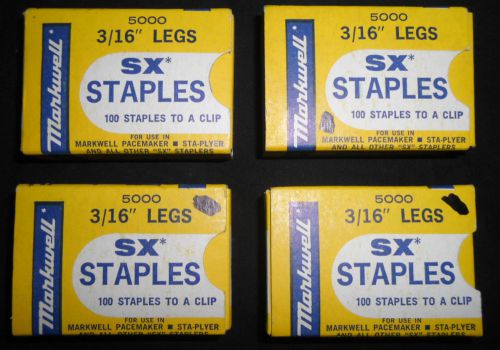 Markwell SX* Staples 4 Boxes 5000/20,000 total 3/16 Legs Fit Pacemaker Sta-plyer