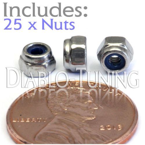 M2.5-0.45 / 2.5mm - qty 25 - nylon insert hex lock nut din 985 - stainless steel for sale