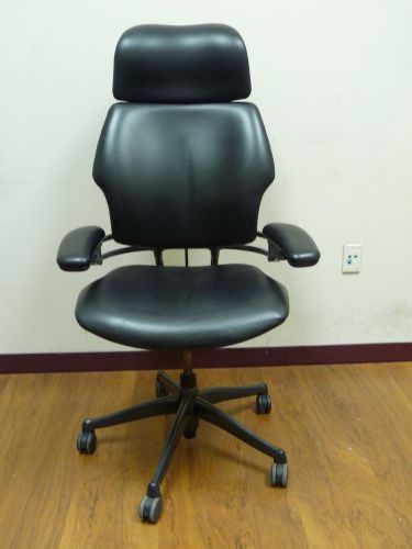 Humanscale &#034;freedom&#034; leather executive office chair high back w/headrest#10745 for sale