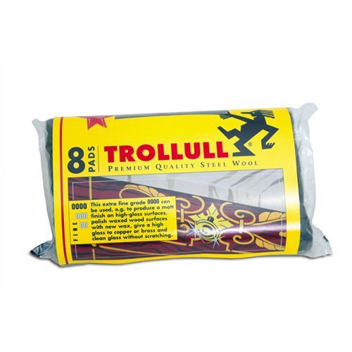 Trollull Utility Pads 8, Grade 00 Steel Wool Cleaning Fine Sanding Wood Crafts