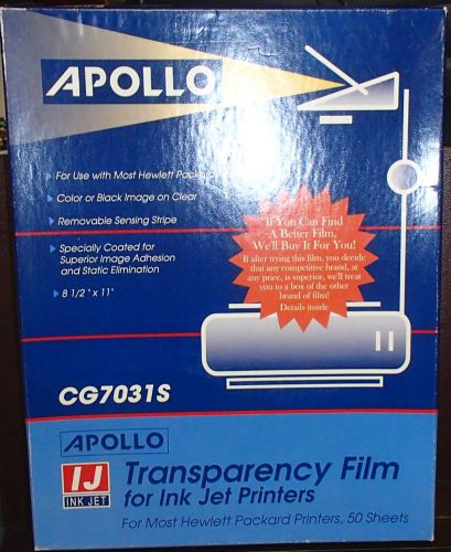 Apollo Inkjet Printer Transparency Film Hewlett Packard -PARTIAL BOX-25 SHEETS