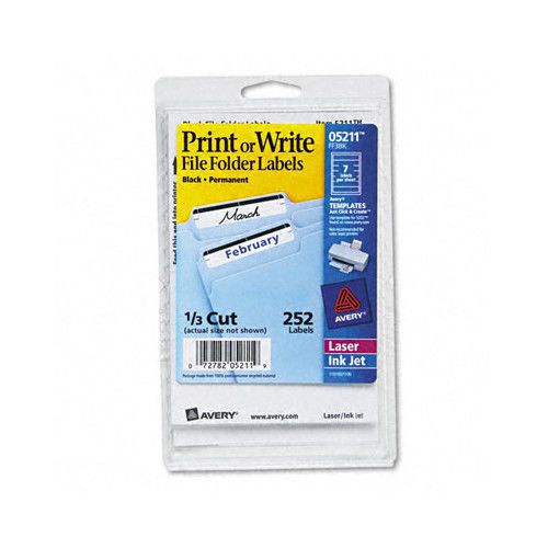 Avery Print or Write File Folder Labels White / Black Set of 3