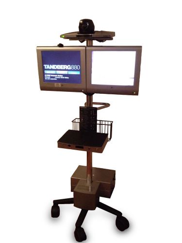 Tandberg 880 Cisco NPP TTC7-04 Video Conferencing Cart Dual Monitors Camera Mic